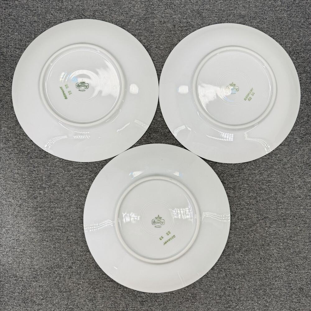3pc Vintage Bareuther Fruit Harvest Plates Porcelain Gold Trim Bavaria Germany - Picture 3 of 12